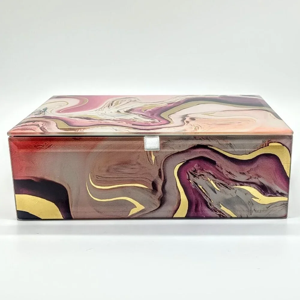 Tahari Home Marble Metallic Beveled Jewelry Box